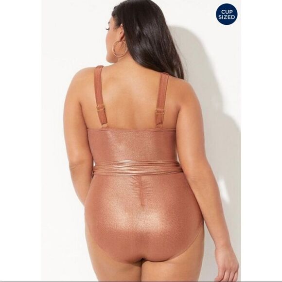 Gabifresh x Swimsuits For All Rose Gold One Piece Swimsuit Sz 22 G/H - Picture 2 of 12